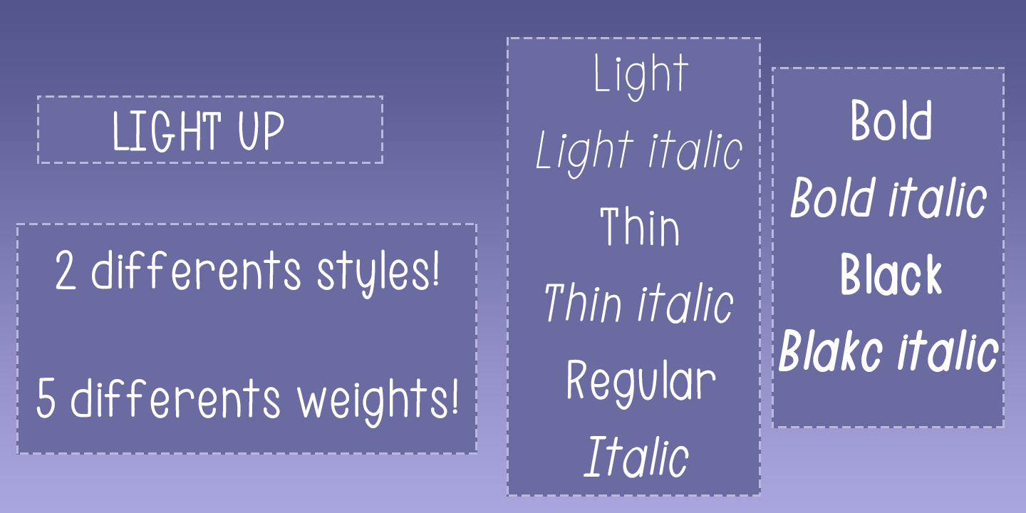 Light Up Italic Font preview